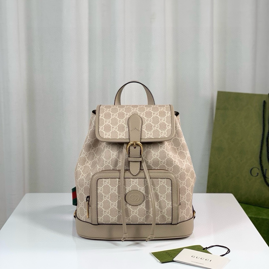 Gucci Retro Series and Supreme Series Backpack Light Apricot